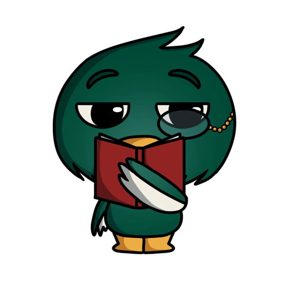 Maskot bebek membaca